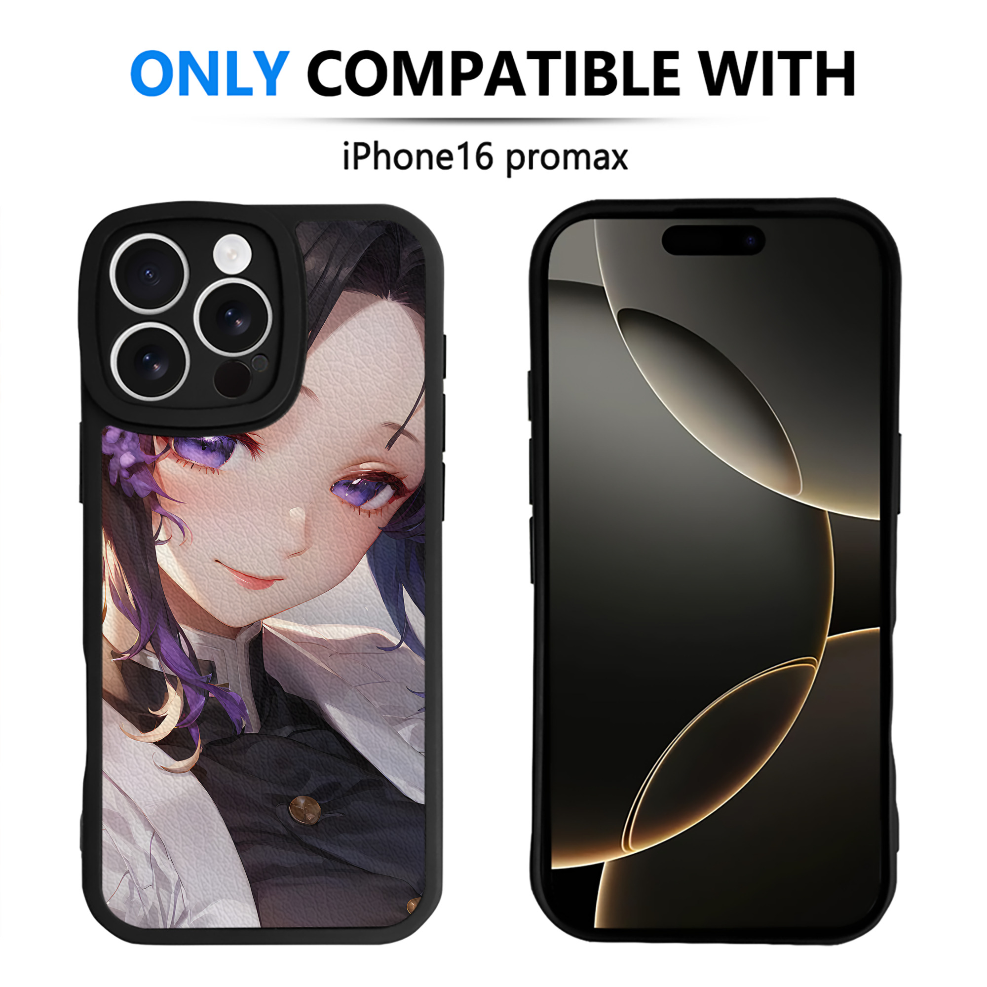 （画像用） 鬼滅の刃（きめつのやいば）蟲柱-胡蝶 しのぶ／こちょう しのぶ Kochou Shinobu 【iPhone 16シリーズ対応】シリコンスマホケース（レザー調） 材質：シリコン